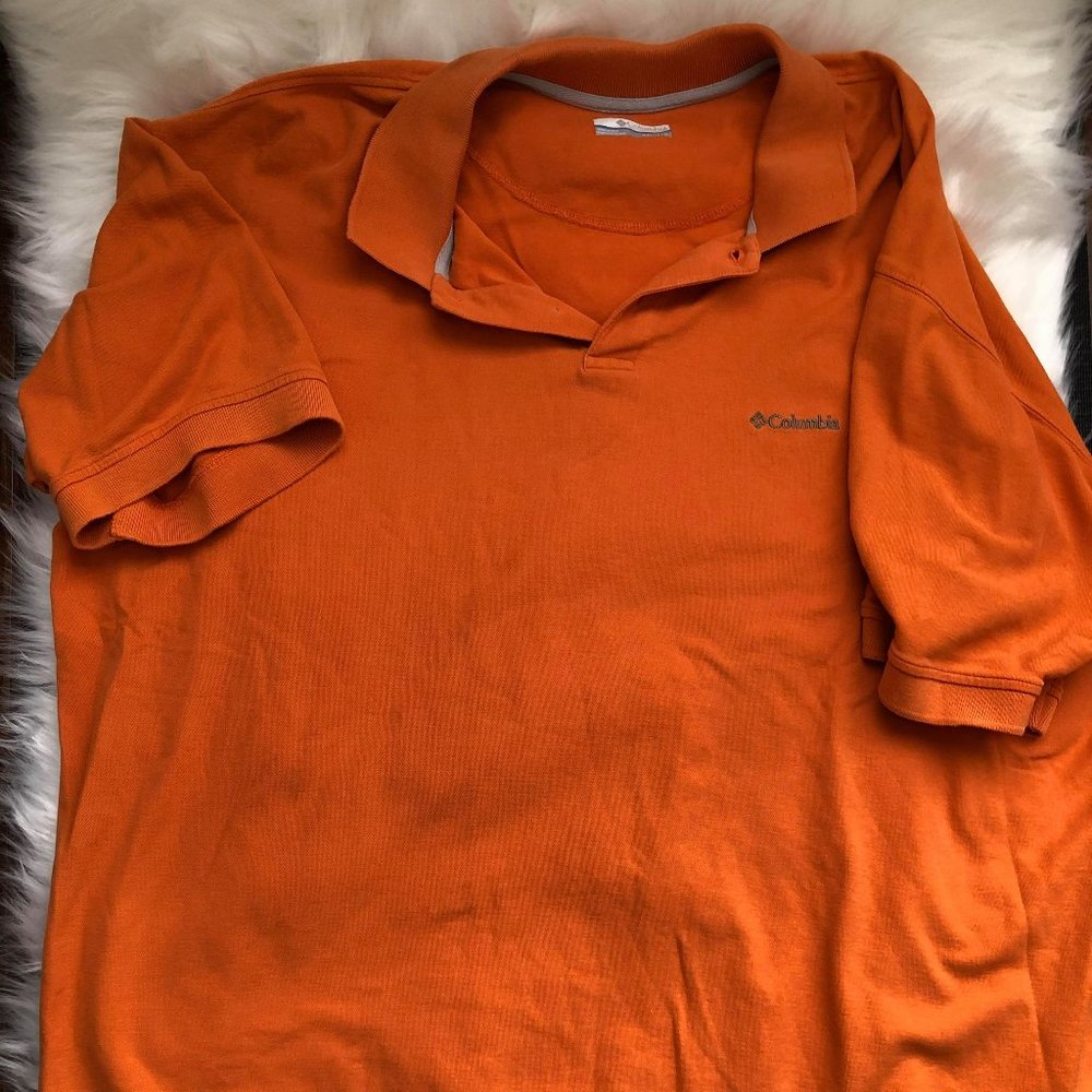 Men's Columbia orange polo in used condition